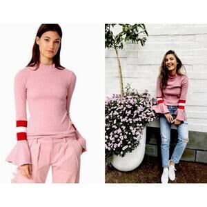 Maggie Marilyn Size 2 Stronger Than You Know Pink Red Bell Sleeve Sweater $365